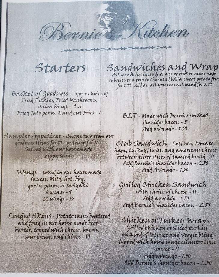 Bernie's Kitchen - Elizabeth, CO menu_pic
