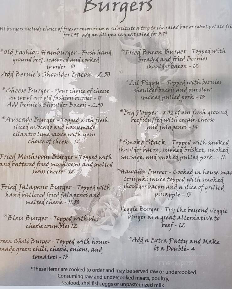 Bernie's Kitchen - Elizabeth, CO menu_pic