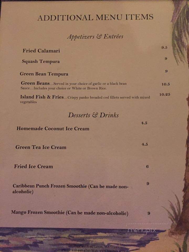 Luau Hale Restaurant - Lenox, MA menu_pic