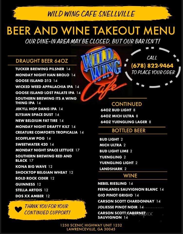 Wild Wing Cafe - Lawrenceville, GA menu_pic