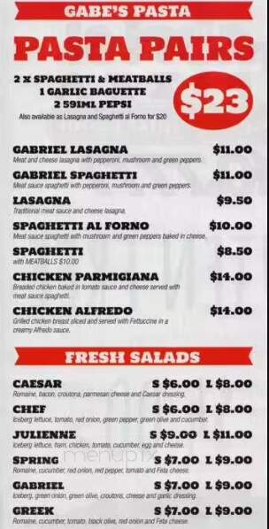 Gabriel Pizza Restaurant - Orleans, ON menu_pic
