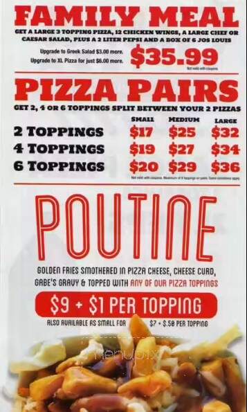 Gabriel Pizza Restaurant - Orleans, ON menu_pic