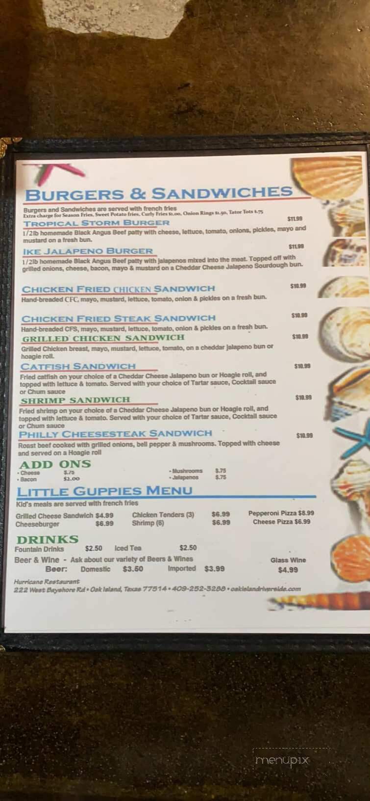 Hurricane Restaurant - Anahuac, TX menu_pic