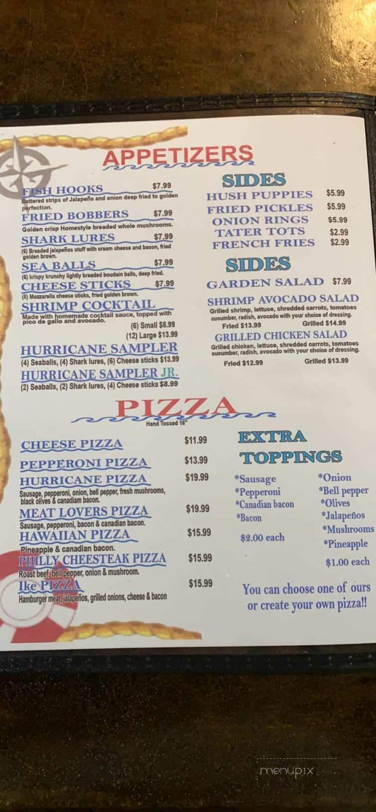 Hurricane Restaurant - Anahuac, TX menu_pic
