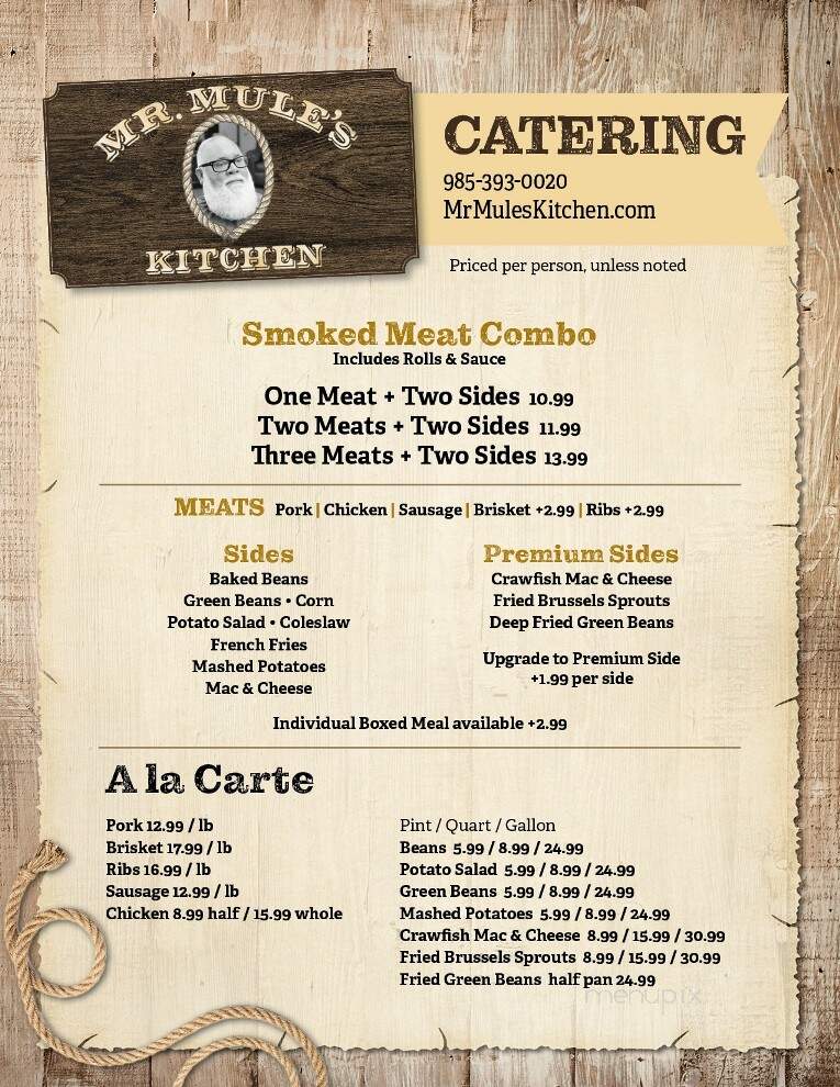 Mr. Mule's Kitchen - Hammond, LA menu_pic