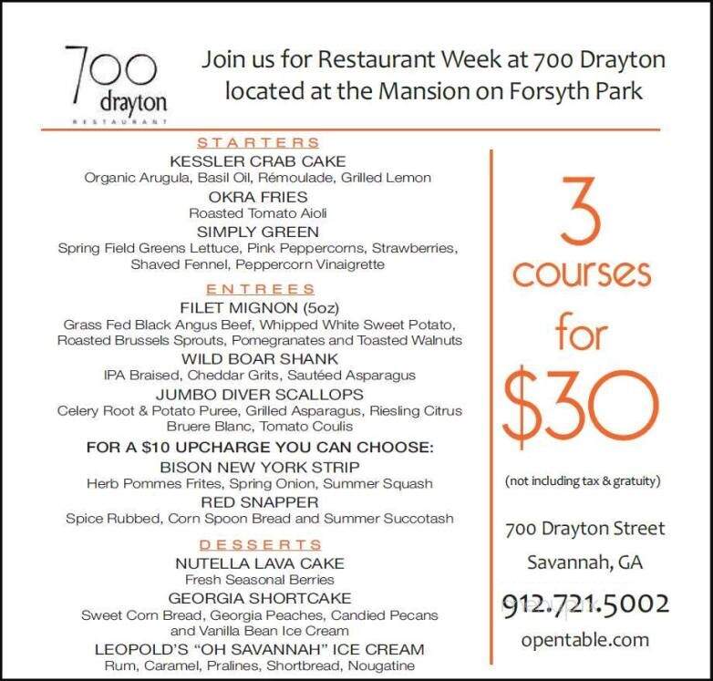 Mansion On Forsyth Park - Savannah, GA menu_pic