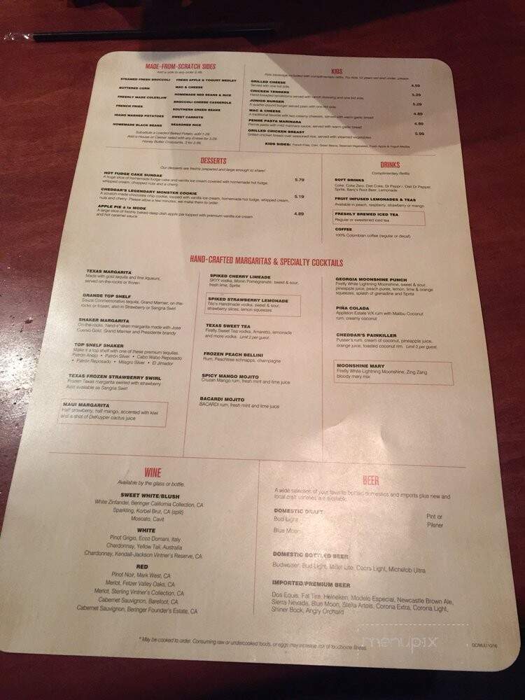 Cheddar’s Scratch Kitchen - Cookeville, TN menu_pic
