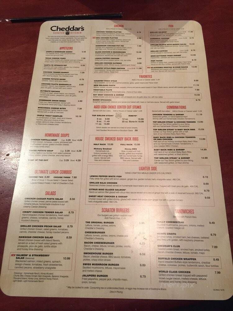 Cheddar’s Scratch Kitchen - Cookeville, TN menu_pic