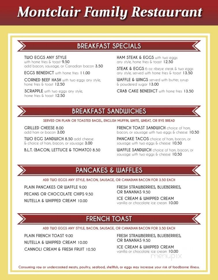 Montclair Family Restaurant - Dumfries, VA menu_pic