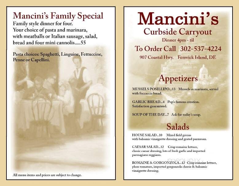 Mancini's Brick Oven Pizzeria - Fenwick Island, DE