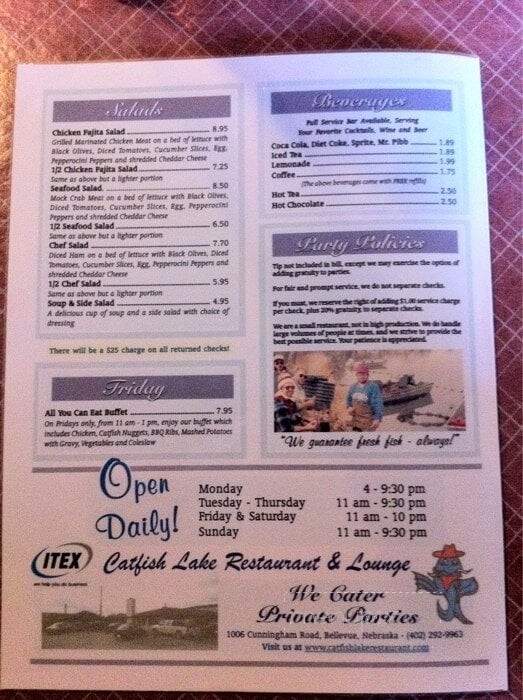 Catfish Lake Restaurant - Bellevue, NE menu_pic