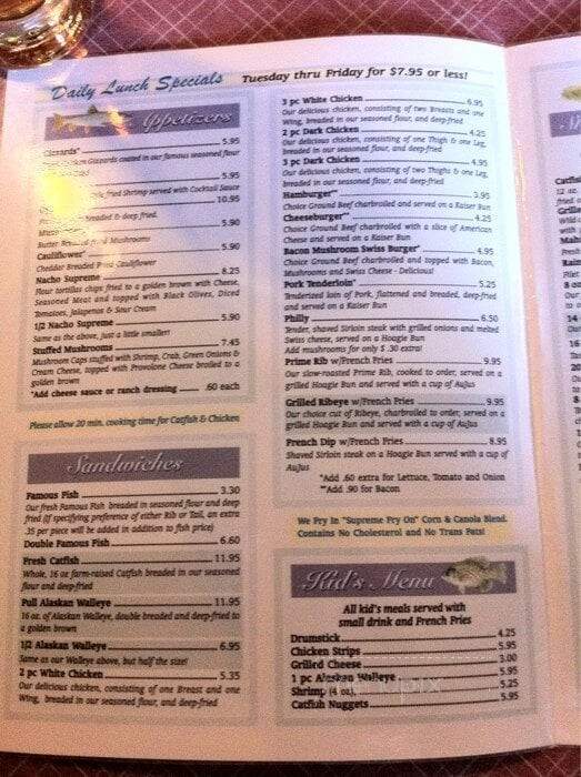 Catfish Lake Restaurant - Bellevue, NE menu_pic