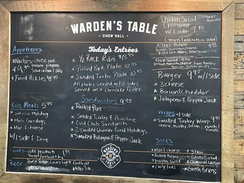 The Warden's Table - Petros, TN menu_pic
