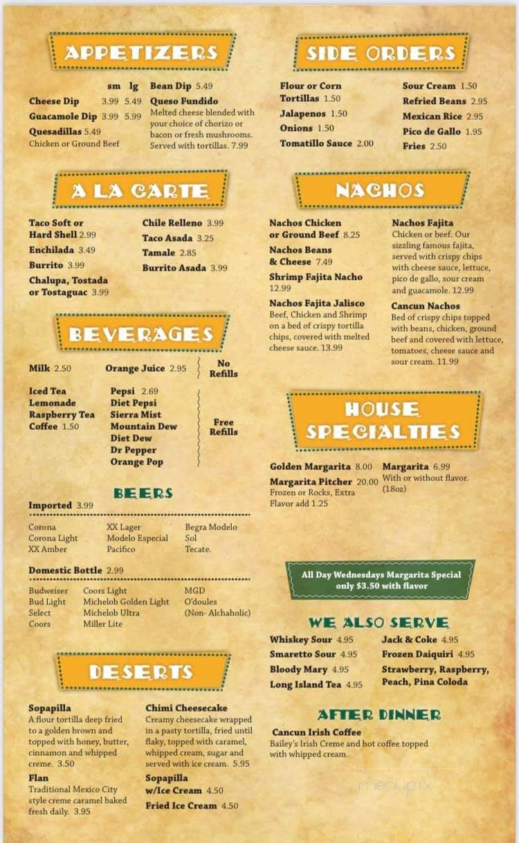 Cancun by the Lake - Clear Lake, IA menu_pic