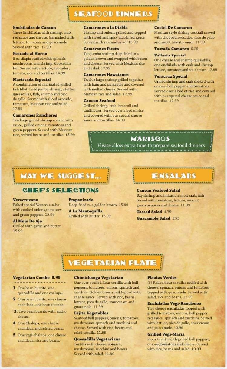Cancun by the Lake - Clear Lake, IA menu_pic