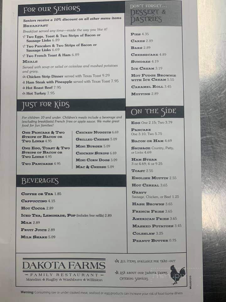 Dakota Farms Family Restaurant - Williston, ND menu_pic