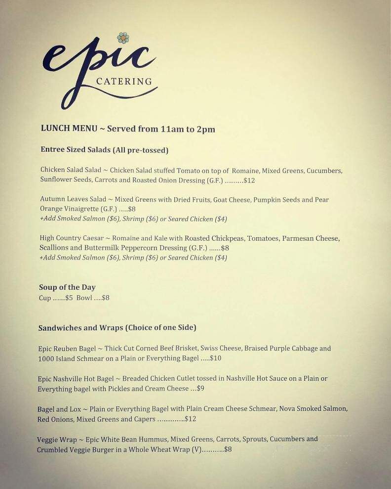 Epic Catering and Eatery - Hayesville, NC menu_pic