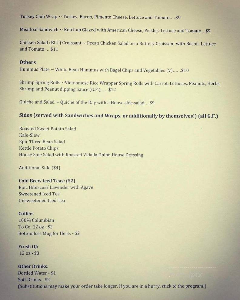 Epic Catering and Eatery - Hayesville, NC menu_pic