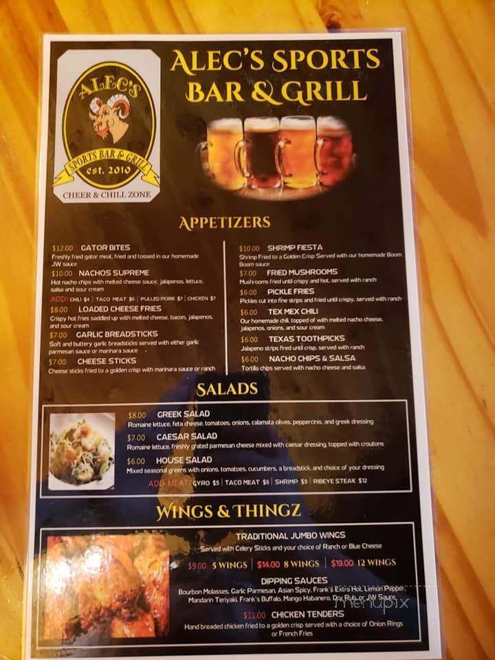 Alec's Sports Bar and Grill - Jesup, GA menu_pic