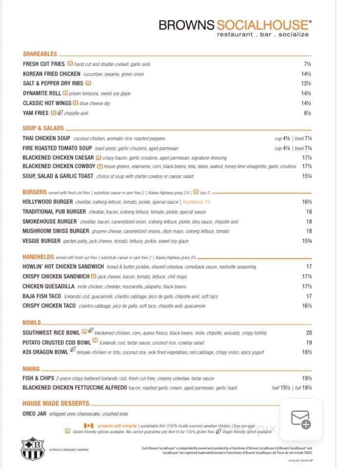 Brown's Social House - Mission, BC menu_pic
