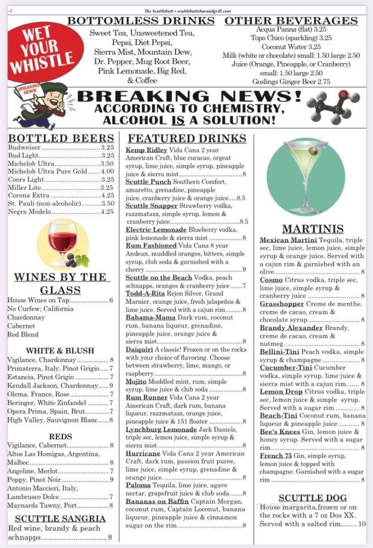Scuttlebutt's Bar & Grill - Corpus Christi, TX menu_pic
