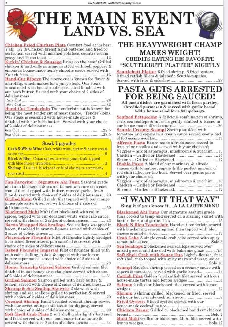 Scuttlebutt's Bar & Grill - Corpus Christi, TX menu_pic