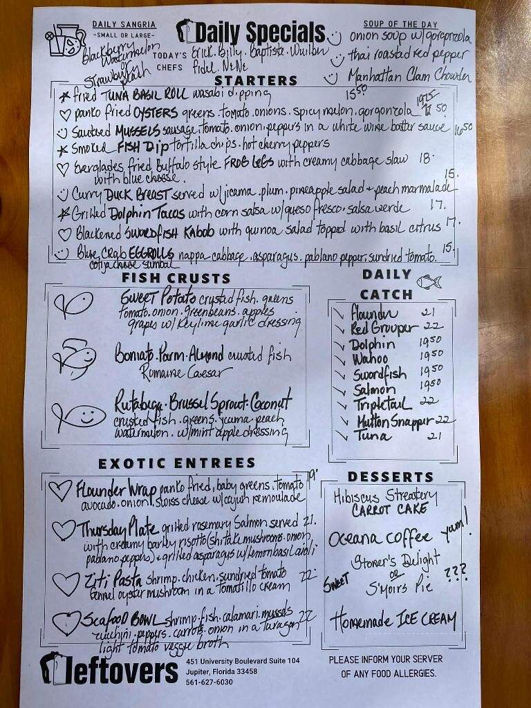 Leftovers Cafe - Jupiter, FL menu_pic
