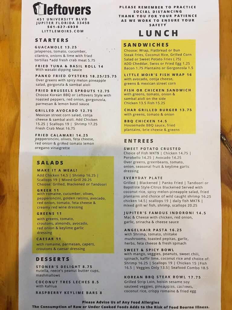 Leftovers Cafe - Jupiter, FL menu_pic