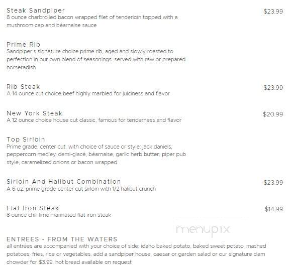 Sandpiper Restaurant & Lounge - Pocatello, ID menu_pic