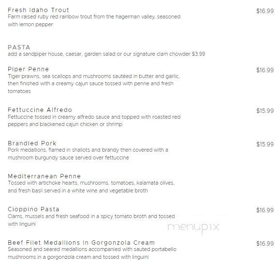 Sandpiper Restaurant & Lounge - Pocatello, ID menu_pic