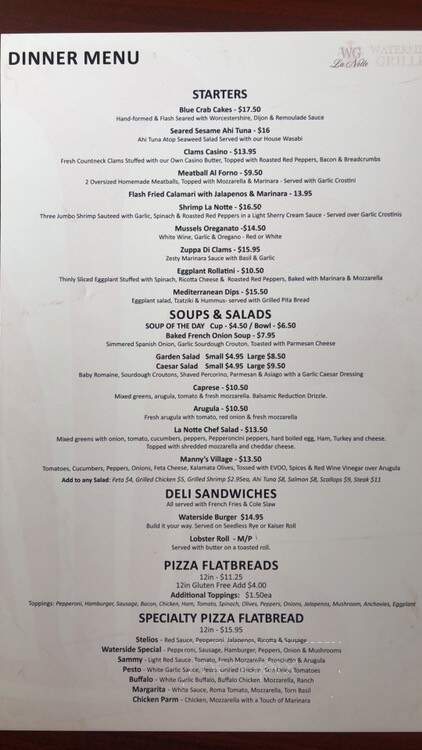 La Notte Waterside Grille - Windsor, CT menu_pic
