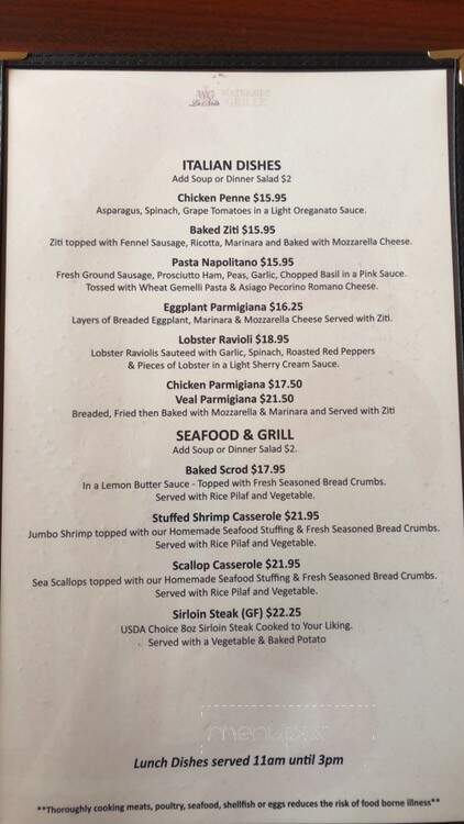 La Notte Waterside Grille - Windsor, CT menu_pic