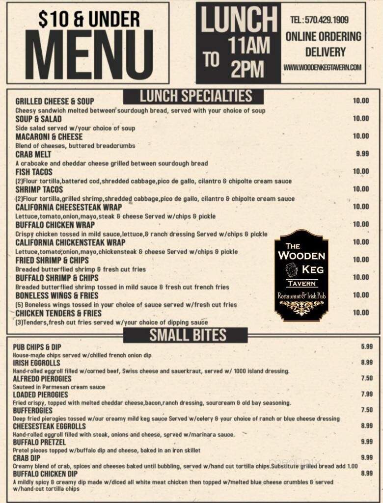 Wooden Keg Tavern - Saint Clair, PA menu_pic