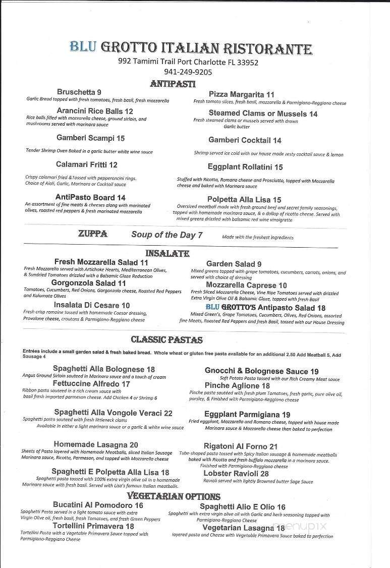 BLU Grotto Italian Ristorante - Port Charlotte, FL menu_pic