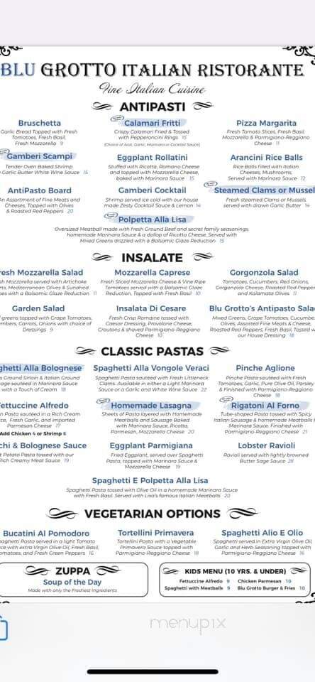 BLU Grotto Italian Ristorante - Port Charlotte, FL menu_pic