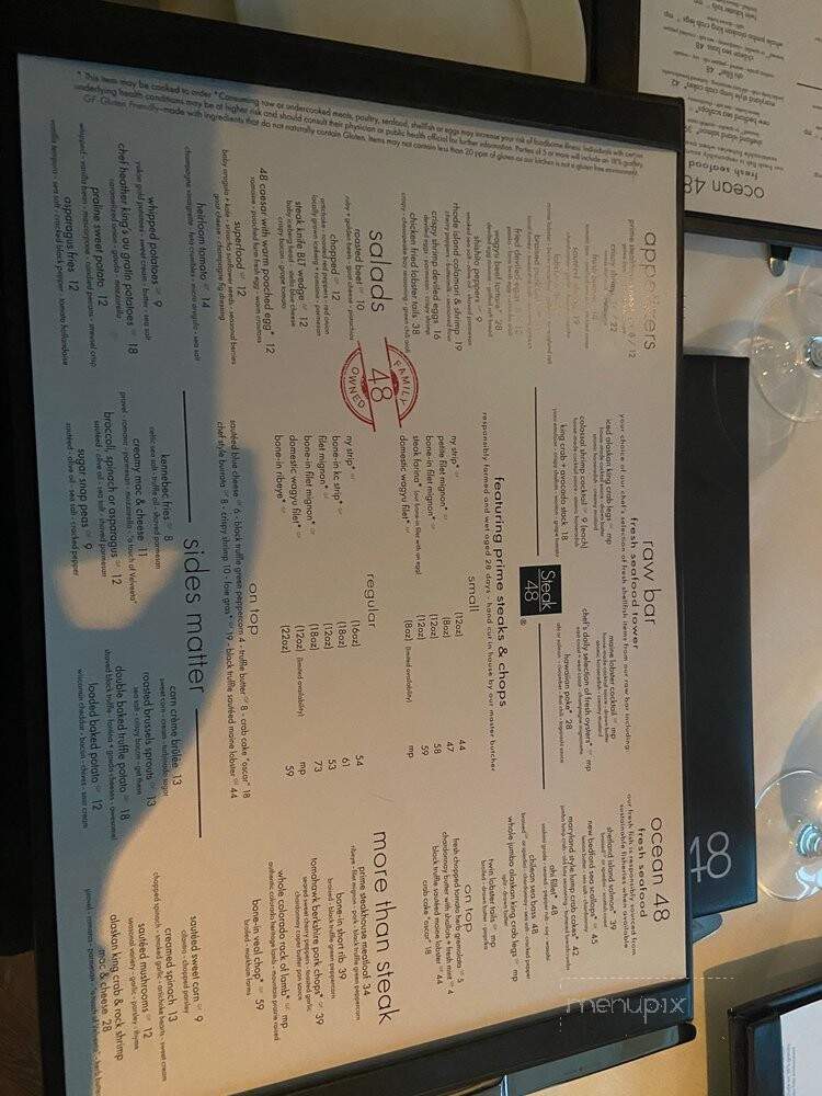 Steak 48 - Charlotte, NC menu_pic