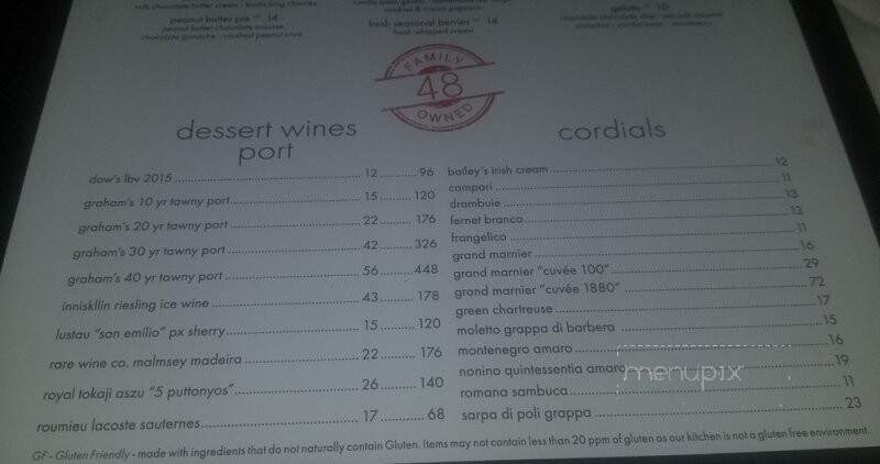 Steak 48 - Charlotte, NC menu_pic
