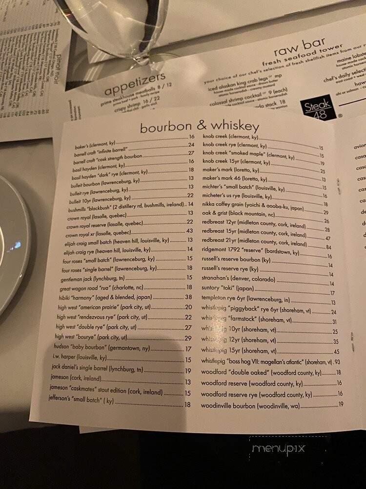 Steak 48 - Charlotte, NC menu_pic