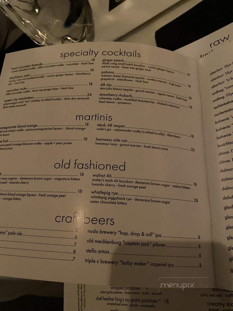 Steak 48 - Charlotte, NC menu_pic