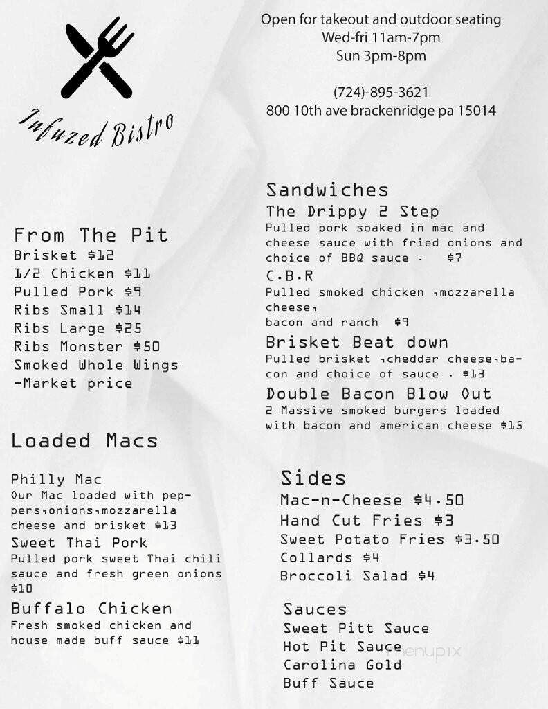 Infuzed Bistro - Brackenridge, PA menu_pic