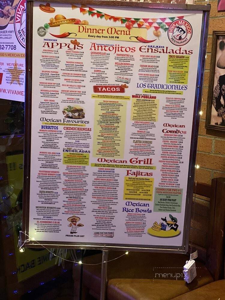 Viva Mexico Restaurant Grill & Cantina - Langley, BC menu_pic
