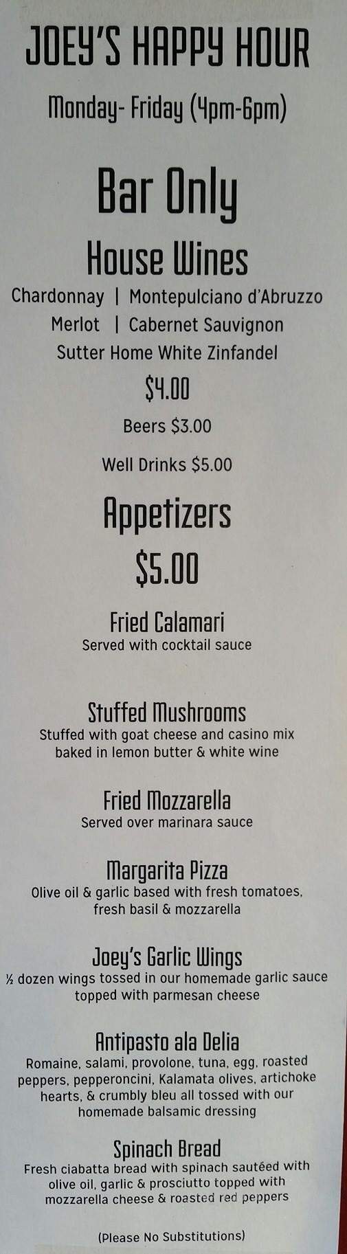 Pronto Joey's - Syracuse, NY menu_pic