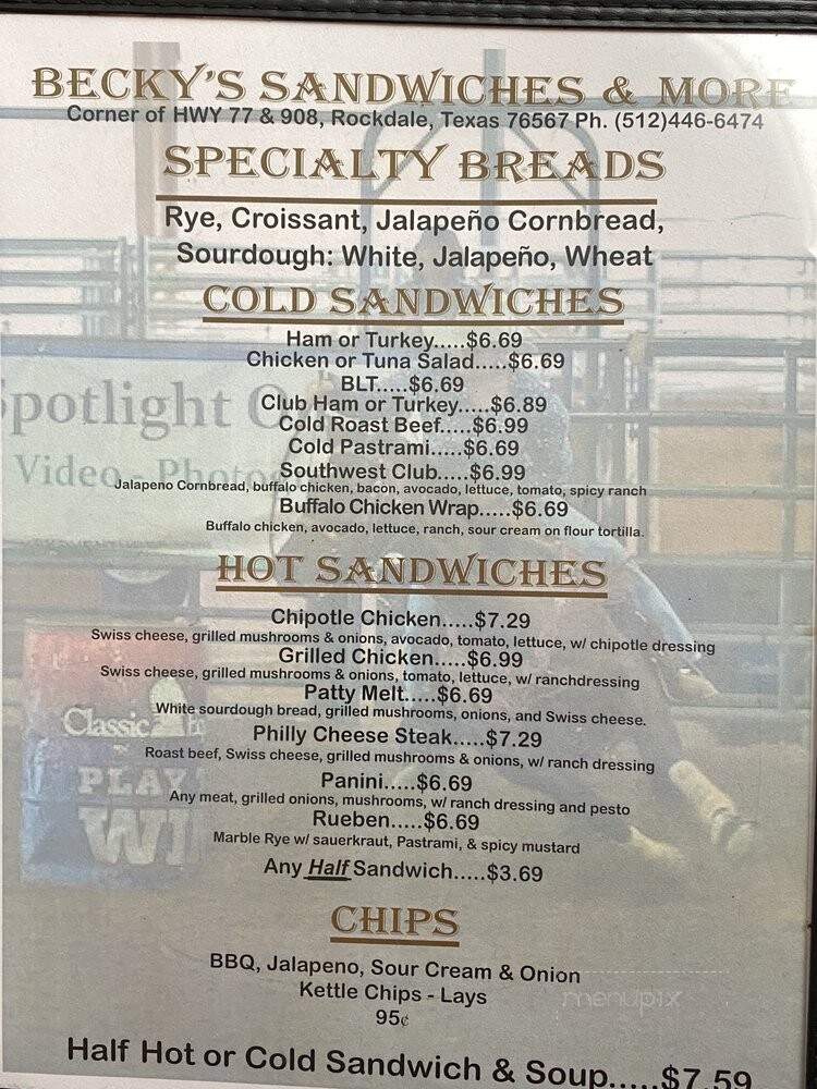 Becky's Sandwiches & More - Rockdale, TX
