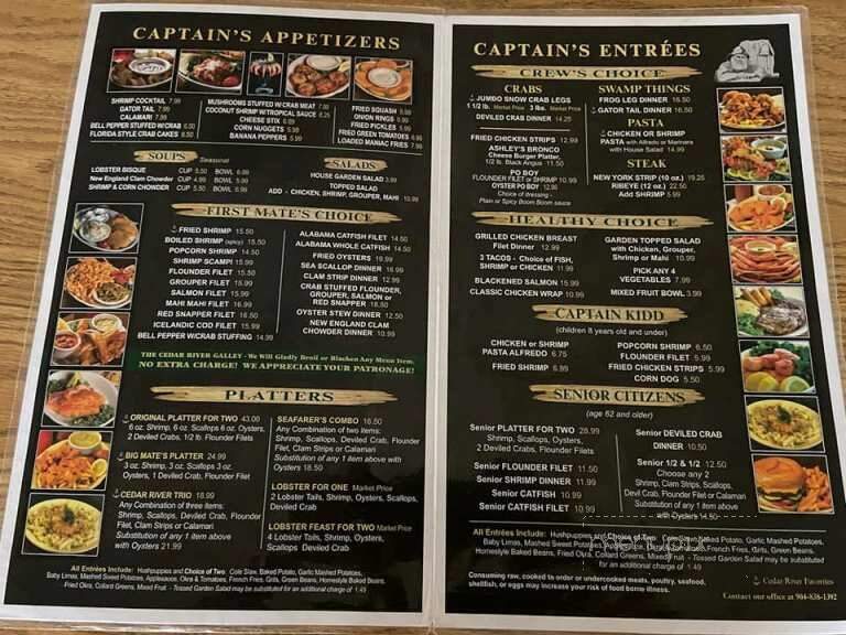 Cedar River Seafood - Starke, FL menu_pic