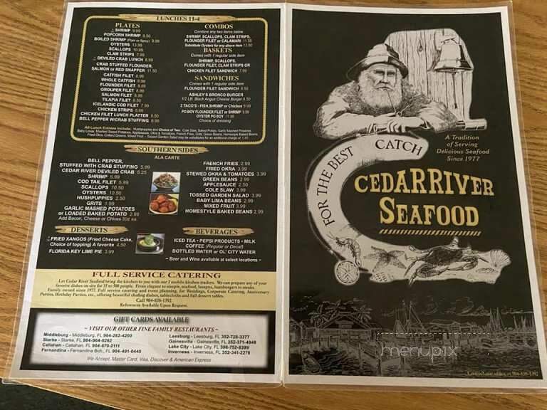Cedar River Seafood - Starke, FL menu_pic