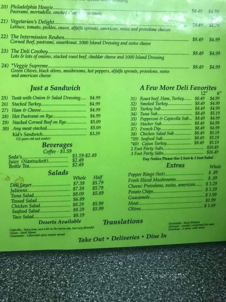 Intermission Deli - Bay City, MI menu_pic
