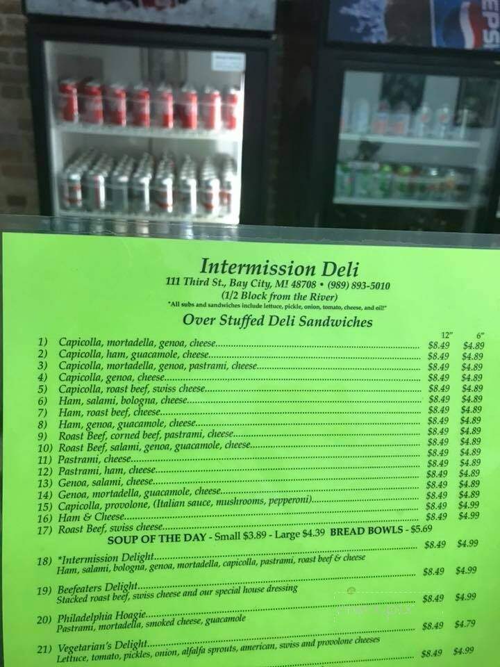 Intermission Deli - Bay City, MI menu_pic