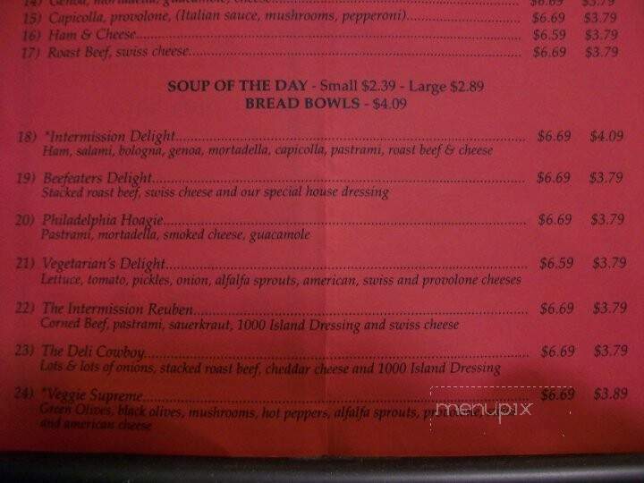 Intermission Deli - Bay City, MI menu_pic