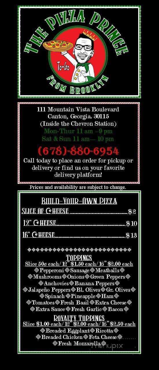The Pizza Prince - Canton, GA menu_pic