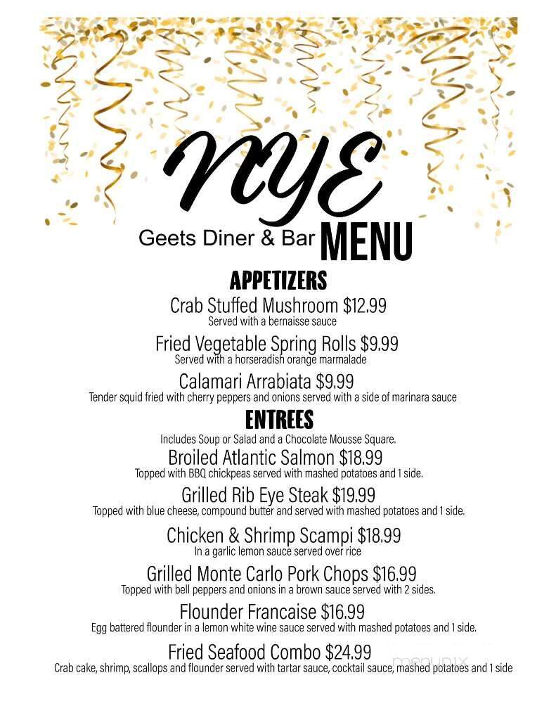 Geet's Diner - Williamstown, NJ menu_pic